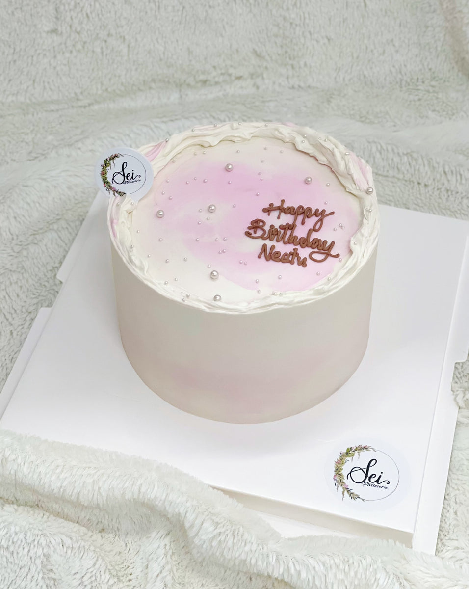 Pink x White Watercolour Minimalist Cake – Sei Pâtisserie