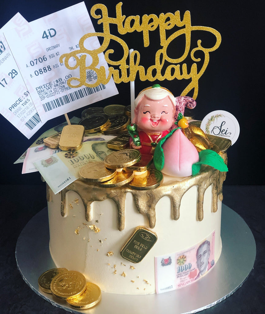Classic Pink Lottery Cake (4D/TOTO Lottery Slips) | Best Birthday Cake in  Singapore – Honeypeachsg Bakery